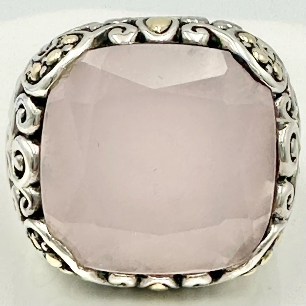 Robert Manse Bali Designs Bold Cushion Cut Pink Chalcedony Ring Size 7